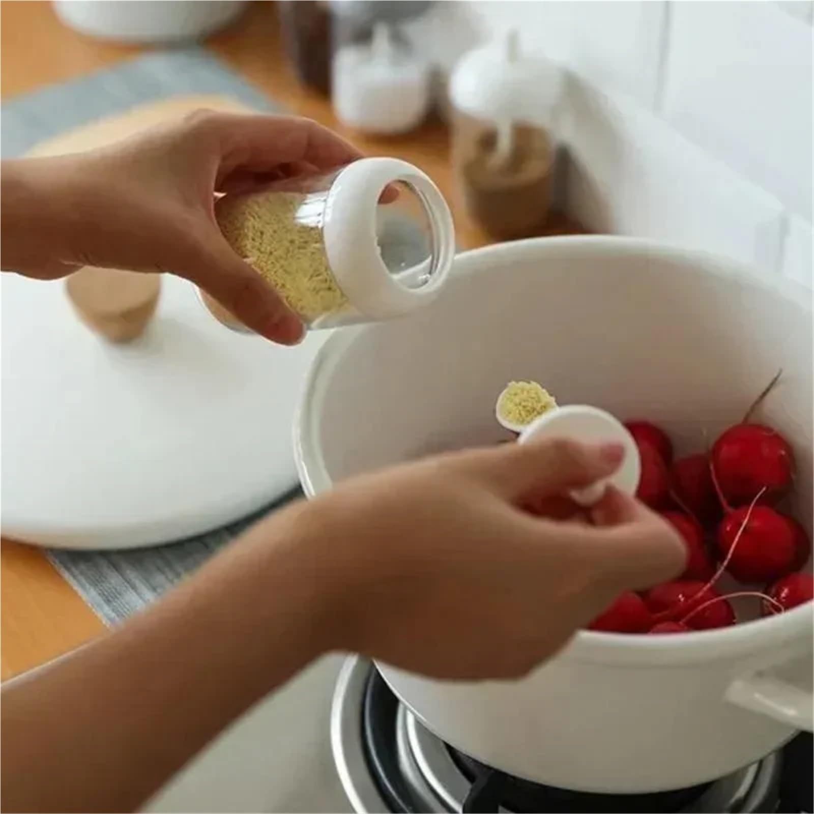Tarro de especias redondo con tapa, cuchara, botella condimento, caja sellado, organizador cocina, 2 uds(Grey)