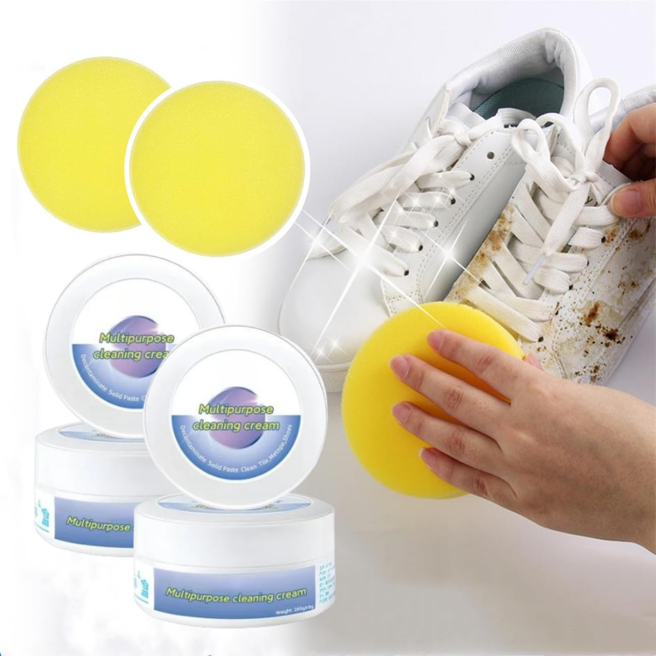 Crema Per Pulizia Scarpe Bianche - Pasta Detergente Multiuso Per Macchie E Decontaminazione | 260g - Foto 11