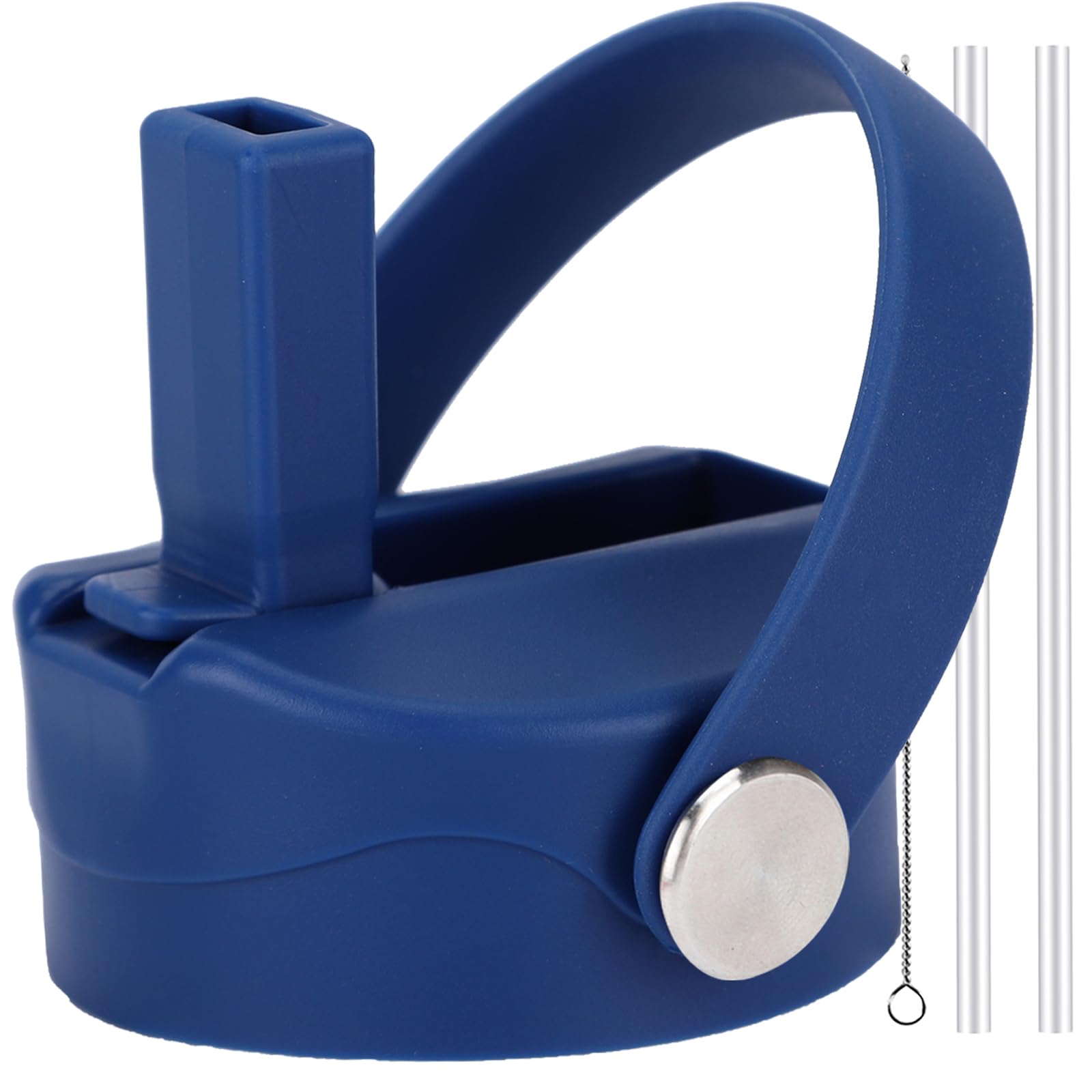 Straw lid for Wide Mouth Water Bottle 12oz 32oz 40oz 64oz 128oz, Compatible With Hydroflask Bottle, Replacement Cap Straw Cap With Big Nozzle, Lid with Straws and Brush with Flexible Handle Cobalt