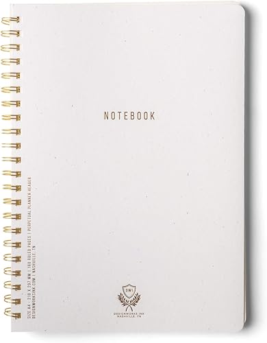 DesignWorks Ink A4 - Cuaderno de papel texturizado blanco marfil moteado de 8.25 x 11.625 pulgadas con detalles dorados, páginas forradas y