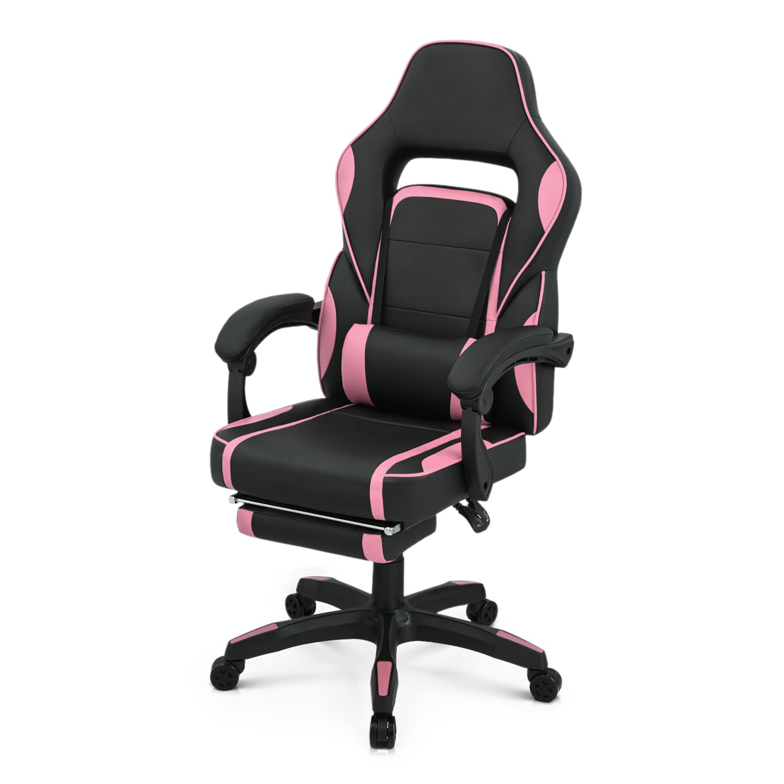 Athena Collection Gaming Chair, Ergonomic Gaming Chair with Footrest & Lumbar Support, Height Adjustable Swivel Computer Chair Office Chair for Kids Adults(Pink)