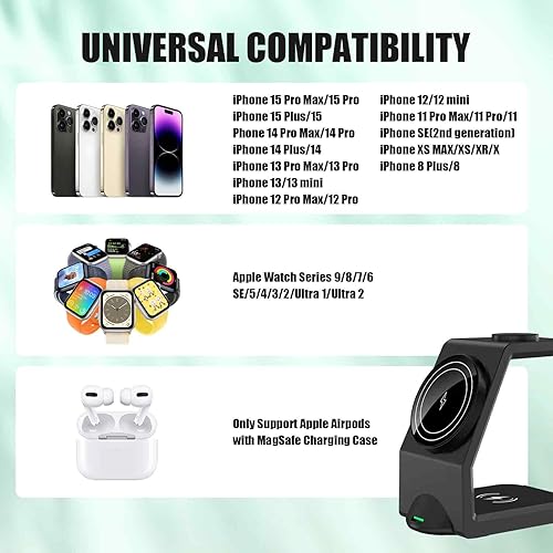 Miniatura 3 de Estación de carga inalámbrica magnética 3 en 1 para Apple múltiples dispositivos, soporte de carga inalámbrico para Apple-1514 Pro Max, iWatch