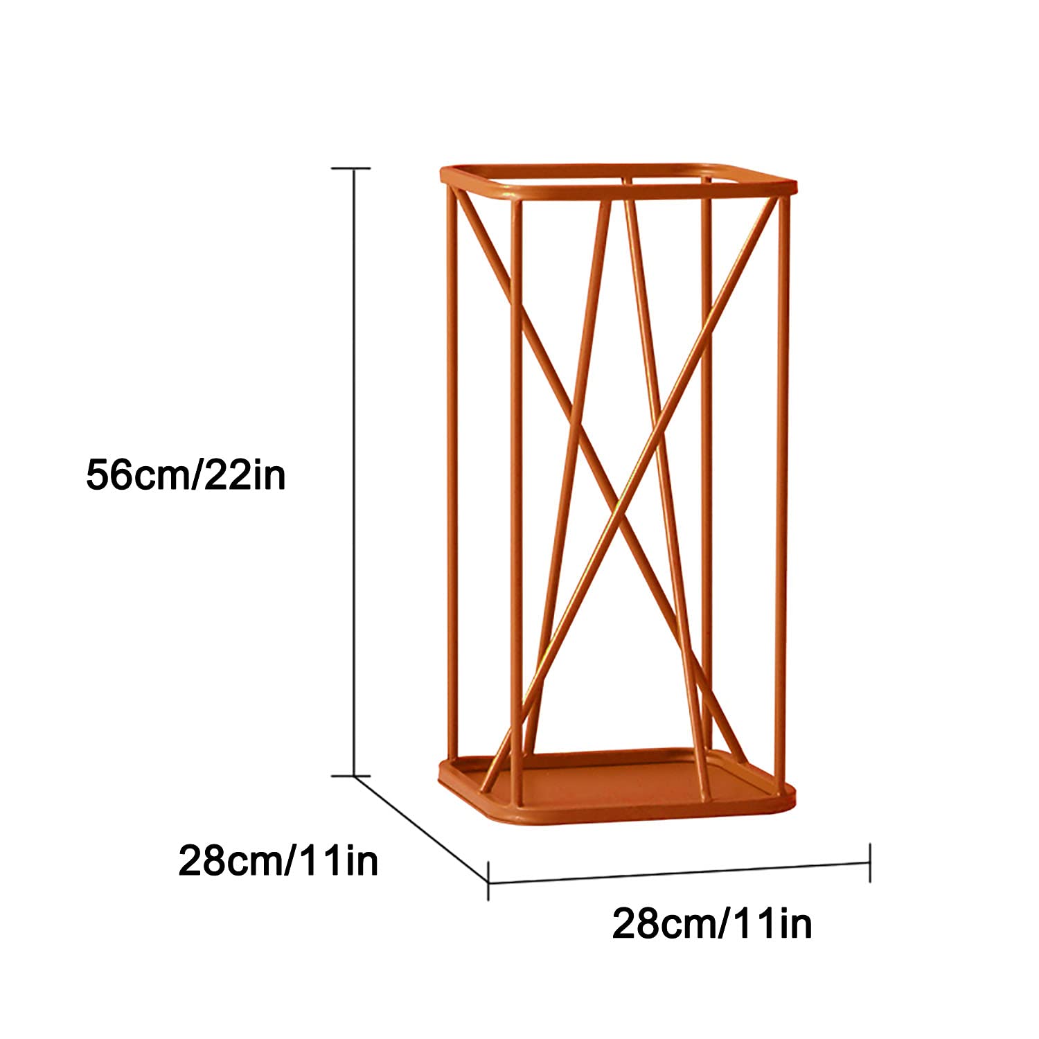 Portaombrelli autoportante in metallo, quadrato, per casa, ufficio e ingresso, salvaspazio, 28 x 28 x 55 cm, design moderno