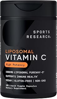 Sports Research® High Potency Liposomal Vitamin C Supplement 1000 mg – Certified Vegan, Non-GMO, Gluten Free | Antioxidant...