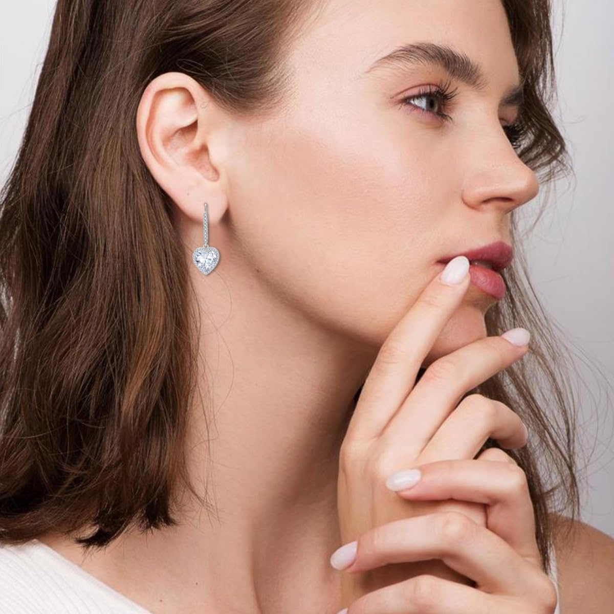 Sparkling 925 Sterling Silver Heart Dangle Earring Birthstone Leverback Earring for Women Jewelry Birthday Valentine's Day Gifts - Image 4