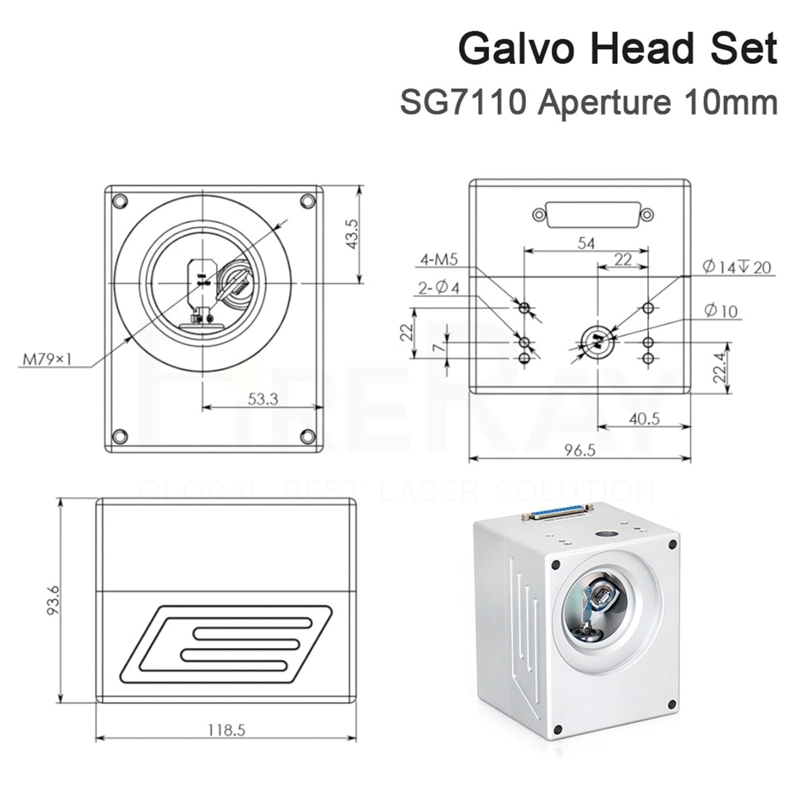 SG7110 10.6um 1064nm CO2 Laser Scanning Galvo Head Input Aperture 10mm Galvanometer Scanner with Power Supply Set(1064nm)
