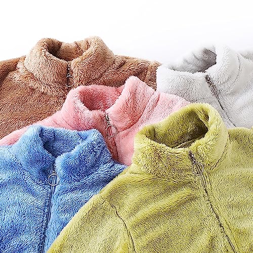 Kids Girls Fleece Jacket Full Zip Warm Winter Coats Thicken Windproof Outwear Solid Color Jackets Clothes With Pocket2