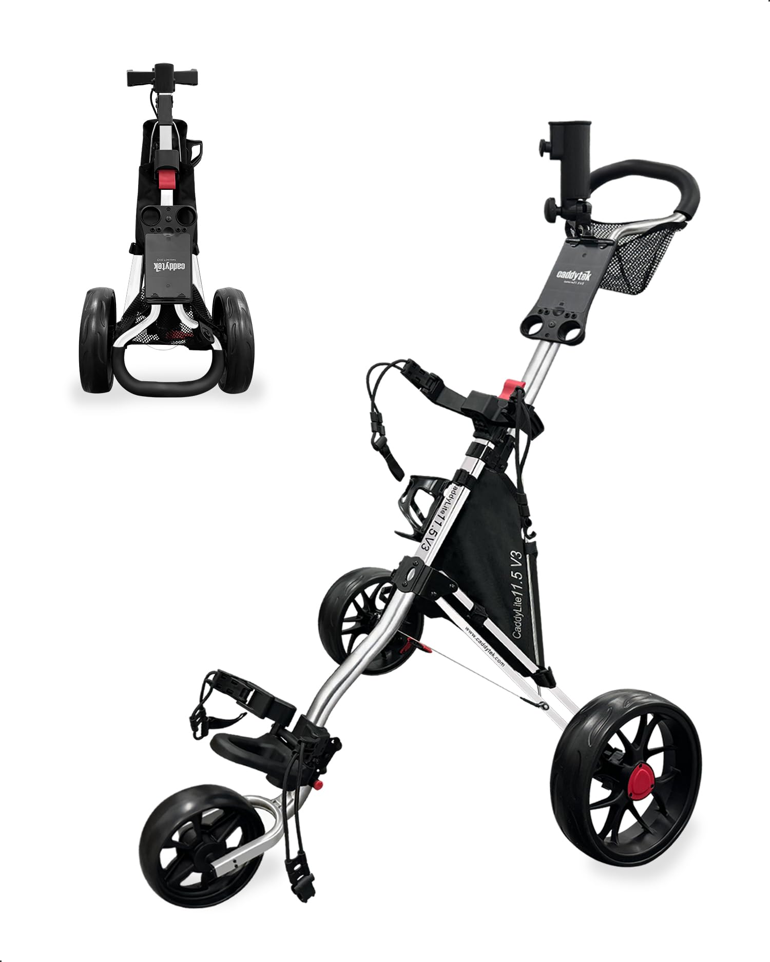 CaddyTek CaddyLite 11.5 V3 ゴルフプッシュカート Caddytek CaddyLite 11.5 V3 3 Wheel Golf Push Cart - Superlite
