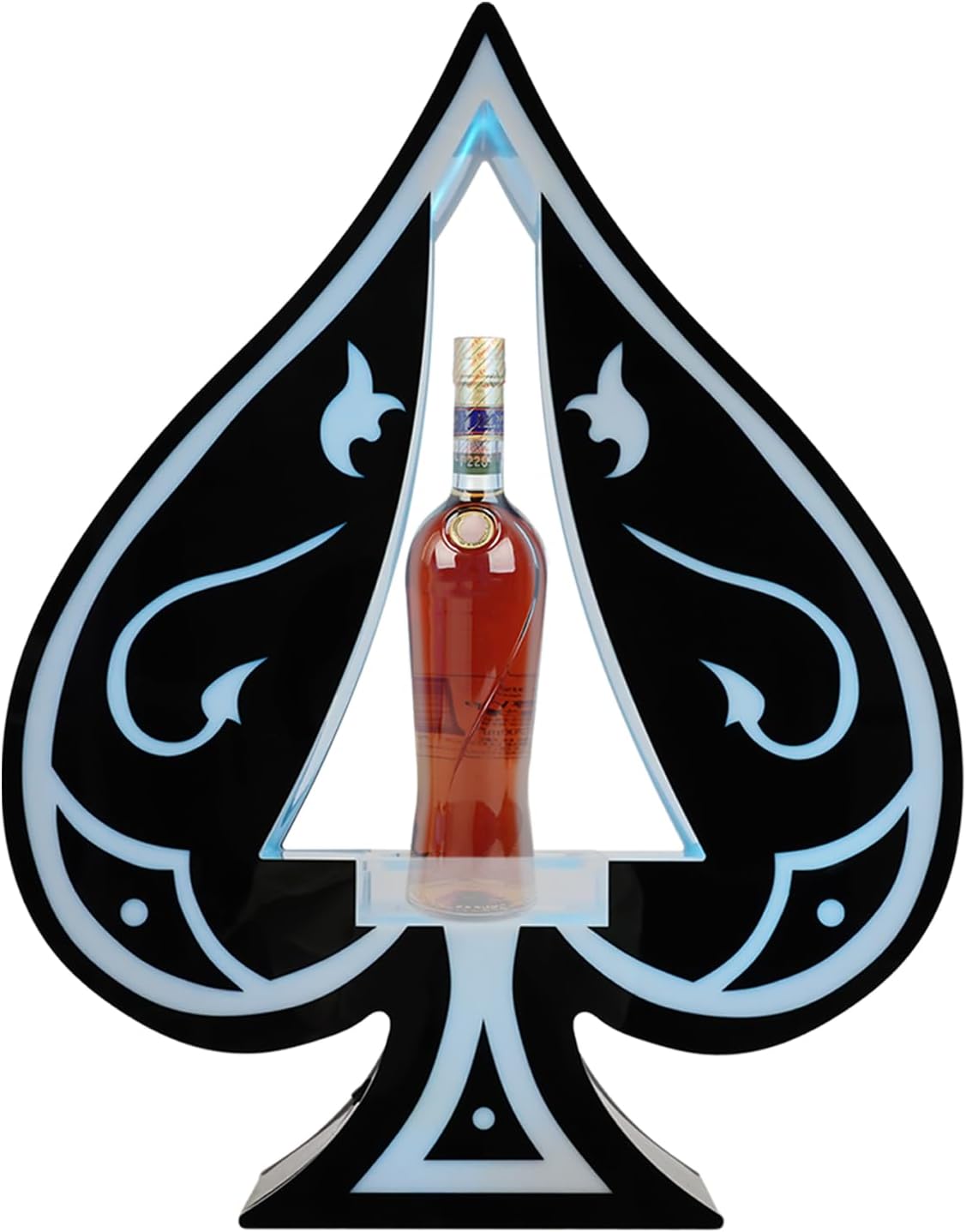 LED Lighted Liquor Bottle Display Shelf, Champagne Bottle Display Stand Ace of Spades Champagne Bottle Presenter, Acrylic Wine Display Rack Wine Holder for Home Bar, Kitchen, Dining Room