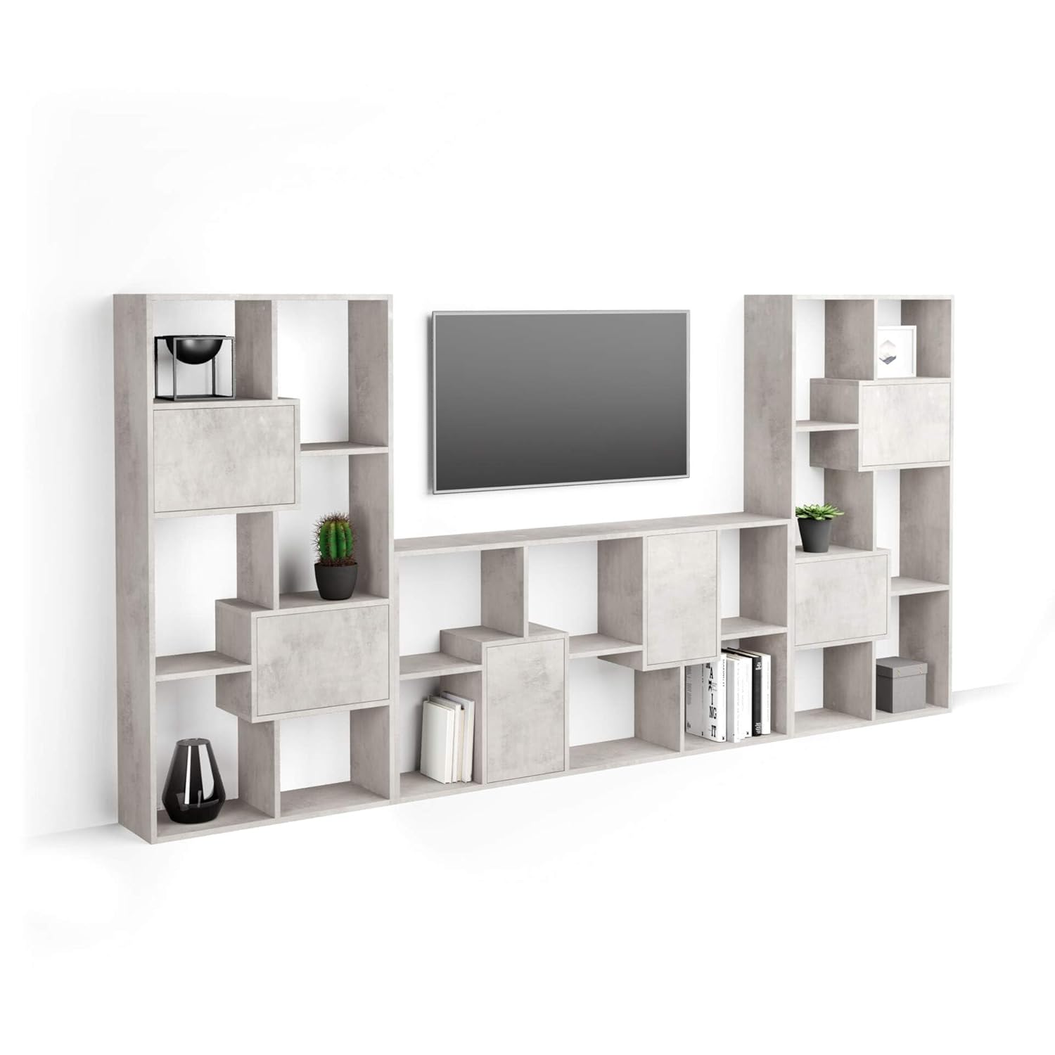 Mobili Fiver, Iacopo, TV Wall Unit, Rustic Oak with Doors, Made in Italy