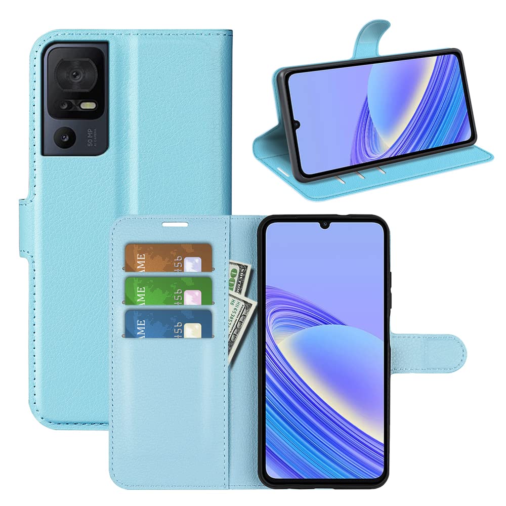 Fertuo Cover per TCL 40 SE, Custodia Portafoglio Cover a Libro in Pelle Flip Case con Silicone Bumper, Fibbia Magnetica, Porta Carte, Kickstand, per TCL 40SE, Blu