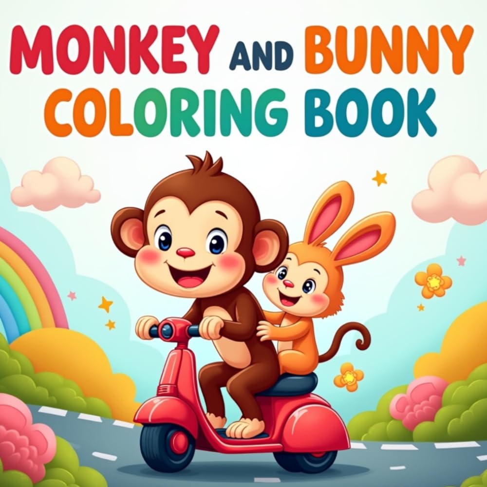Monkey and Bunny Coloring Book for Toddlers: Cute and Simple Animal Coloring Pages – Bold and Easy Designs for Ages 2–4