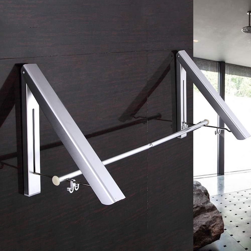 exquisitos estantes de baño Perchas, Perchero montado en la Pared Percha de Aluminio Ganchos de Pared Ganchos para Abrigos Estante de Secado Plegable Espacio telescópico baño balcón/a
