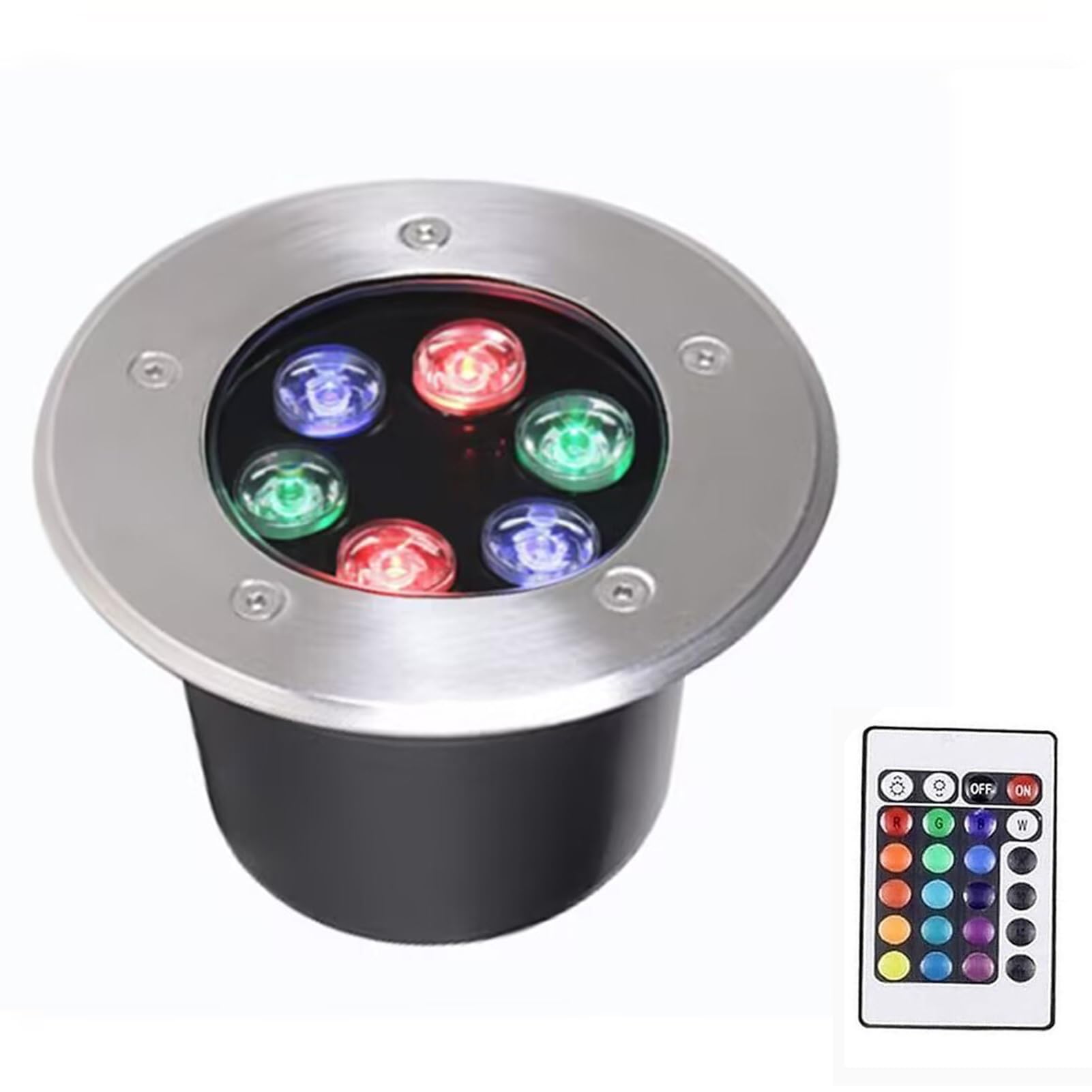 Focos Led Piscina - RGB Foco LED Subacuático Incrustado, Foco Empotrable con Mando A Distancia RF A Prueba De Agua IP68, Foco De Jardín De Acero Inoxidable, para Jardín, Estanque(12V,6W)