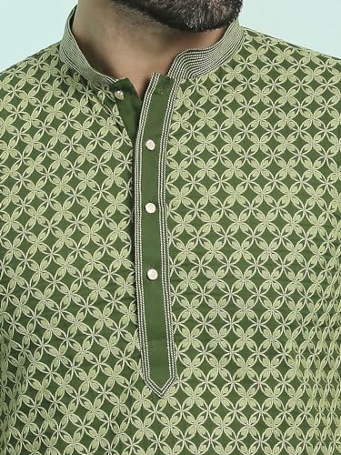 Image of Rajubhai Hargovindas Men's Chikankari Embroidered Cotton Kurta (Ches)