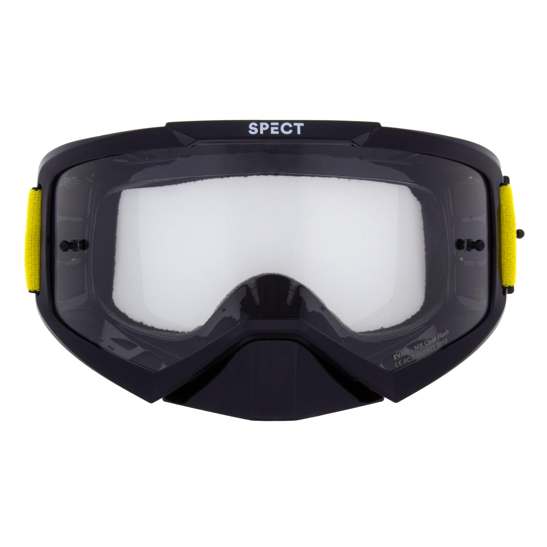 Occhialini Red Bull Spect Evan MX - Cornice lucida nera - Cinturino nero/colorato - Lente singola trasparente