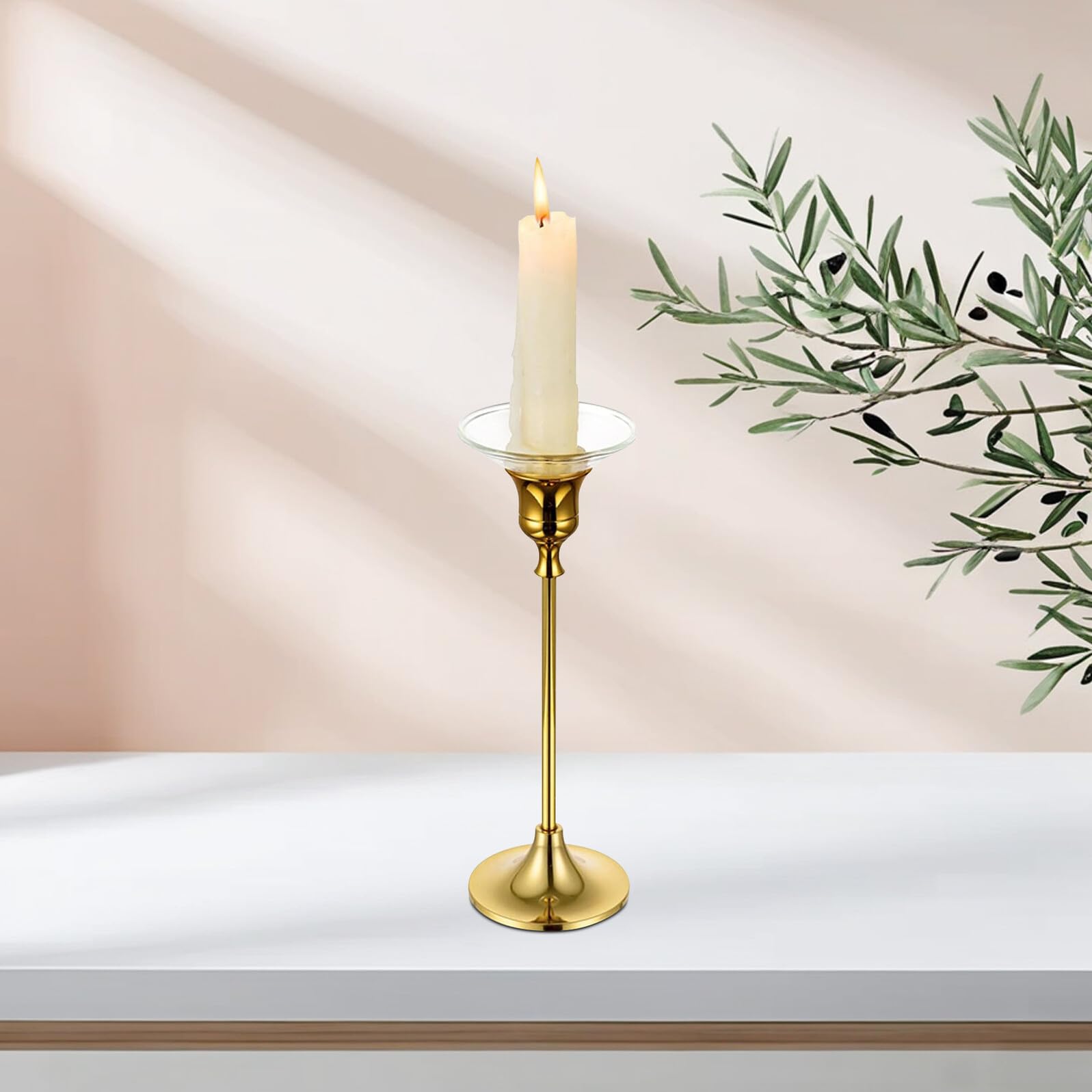 Récupérateur de Gouttes pour Bougies Coniques Cannelé 12 Pièces en Verre Transparent Protège-Cire Solide Décoration Intérieure pour Maison, Restaurant et Hôtel