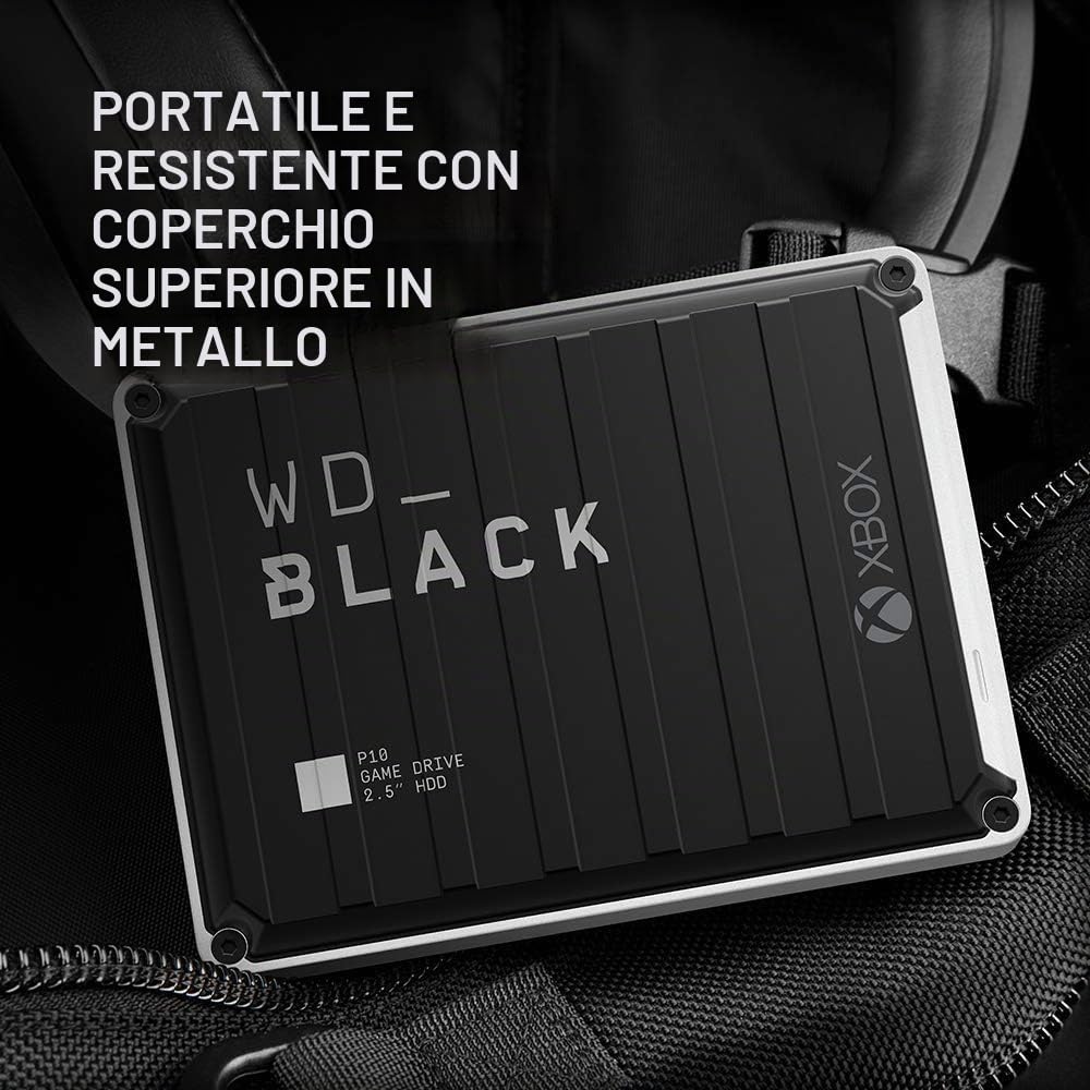 WD_BLACK P10 5 TB Game Drive per Xbox One per accedere sempre alla tua libreria di giochi , 1 mese Pass Ultimate