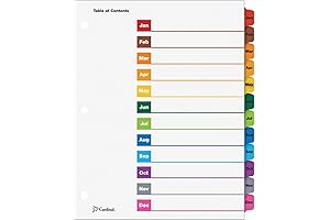 Monthly Binder Dividers with Customizable Table of Contents