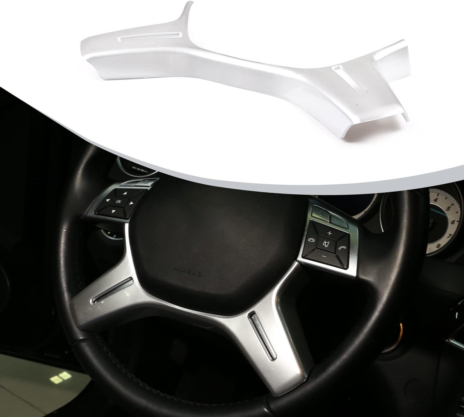 DIYUCAR Matt Silver ABS Chrome For Benz C Class W204 C180 C200 2011-2013 Car Steering Wheel Decoration Trim Accessories E ML GL Class W212 X166 W166