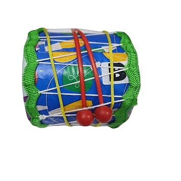 Plastic Small Drum Set for Kids with 2 Sticks | Girls and Boys Dholak Drum | Multi-Colour | Age 6 Month+