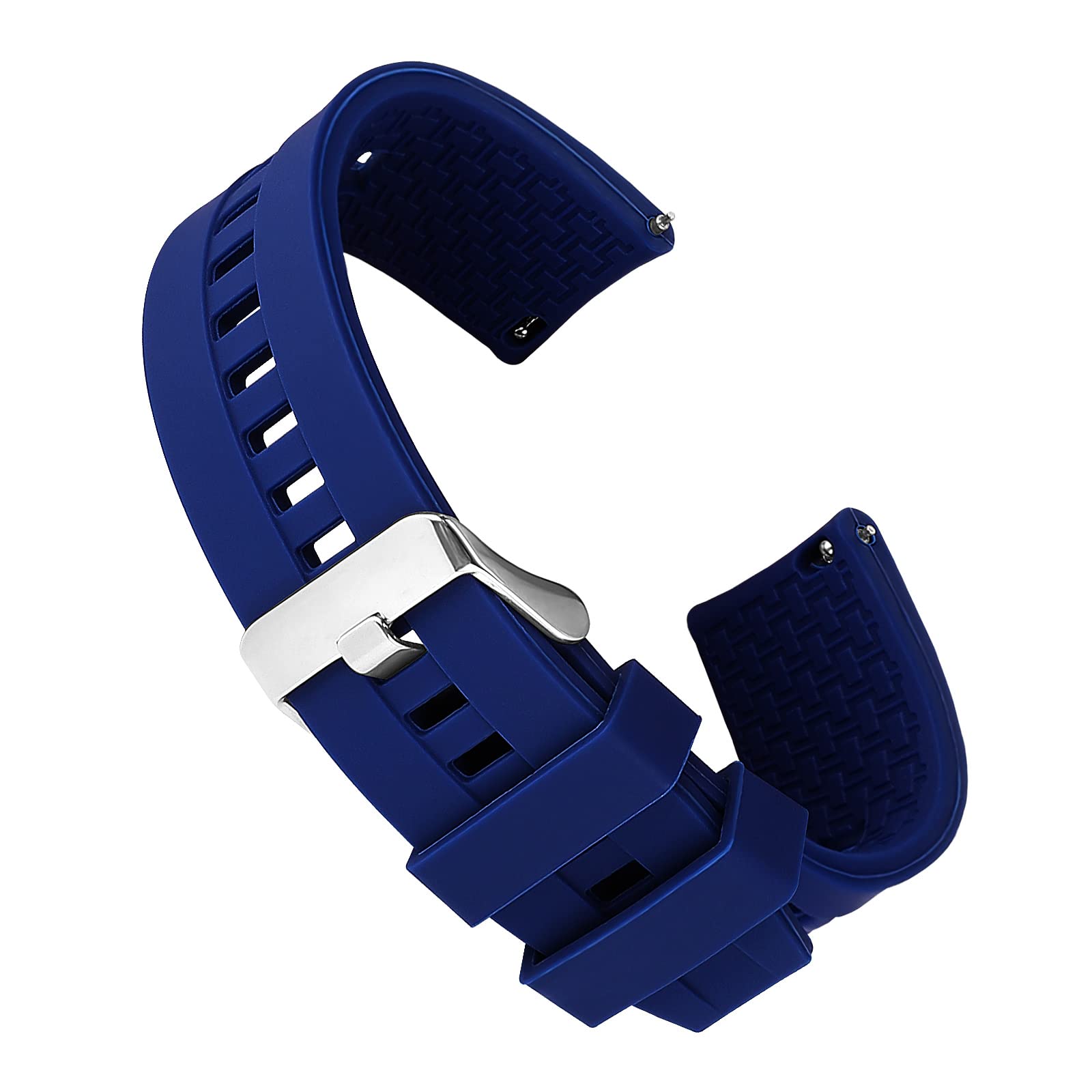 Silicone Watch Bands - Quick Release - Replacement Watch Strap, Waterproof Universal Watchband with Silver Buckle for Men Women Compatible with Smart/Sport Watch Straps