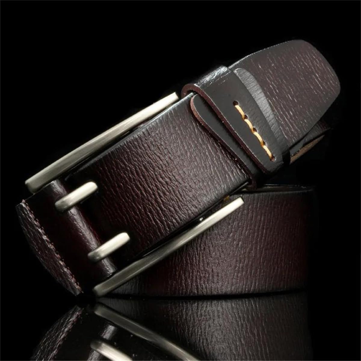 4 Cm Breiter Gürtel Aus Echtem Leder Im Vintage-Stil Mit Dornschließe, Jeansgürtel