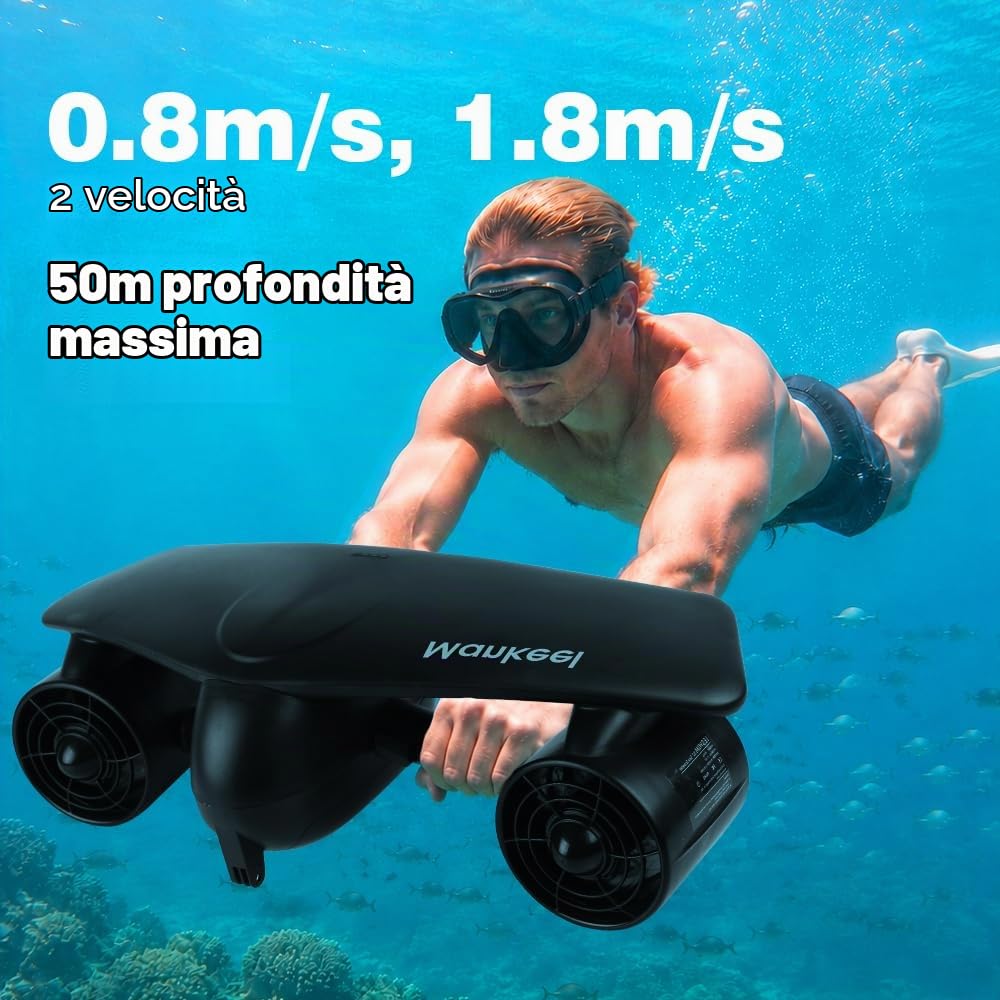 Monopattino subacqueo elettrico subacqueo – Mankeel Dual Motori con supporto action camera per bambini/adulti, scooter d'acqua 50 m impermeabile per immersioni