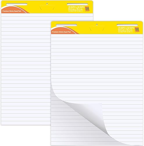 Miniatura 9 de ReliThick 2 almohadillas adhesivas de caballete, 25 x 30 pulgadas, blanco, 30 hojasbloc, papel de tabla de anclaje para profesores, tabla de líneas