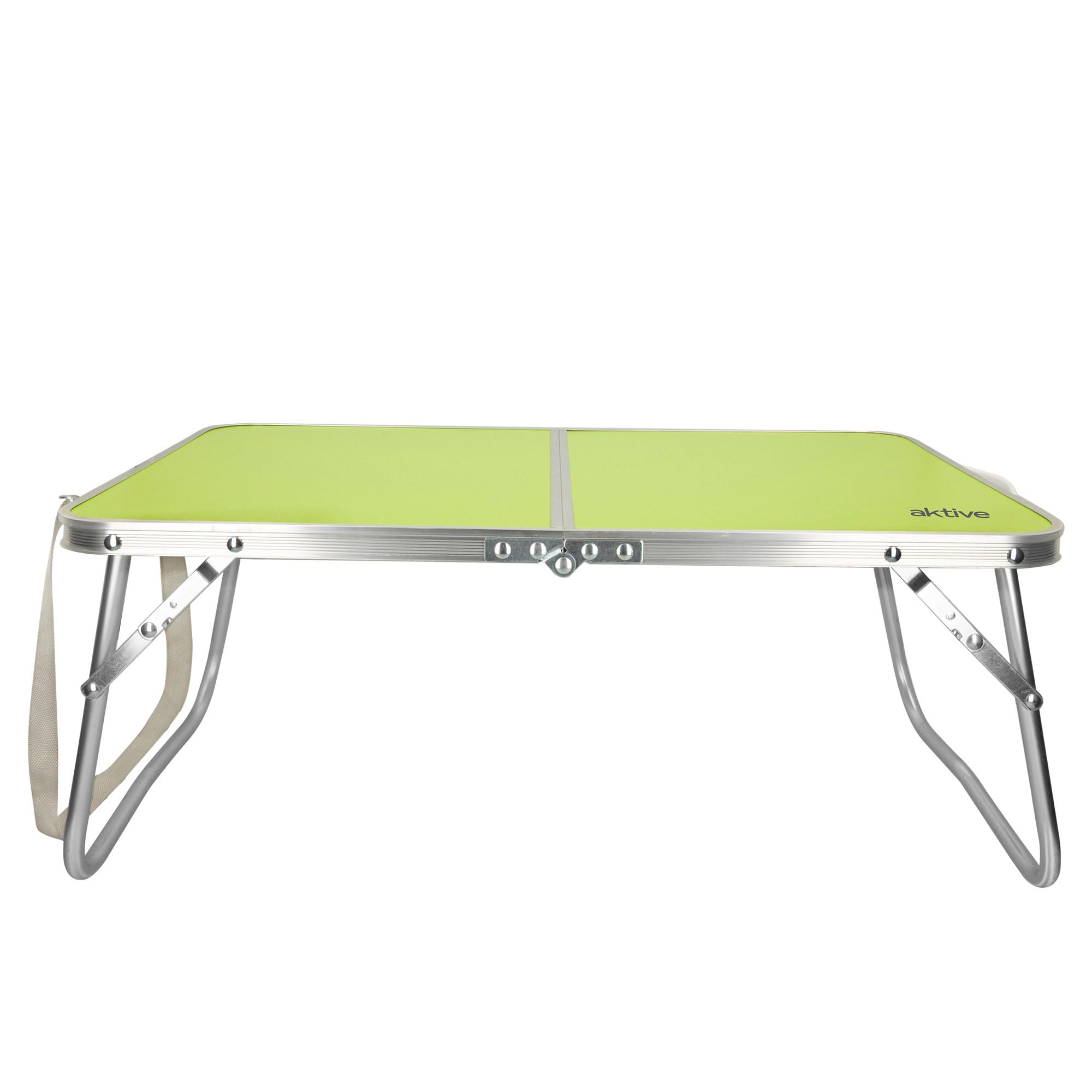 AKTIVE Tavolo da spiaggia pieghevole, Tavolo da spiaggia basso, 60x40x25 cm, verde, struttura in metallo, piano in legno, piccolo tavolo da campeggio pieghevole, blocco di sicurezza, Campeggio
