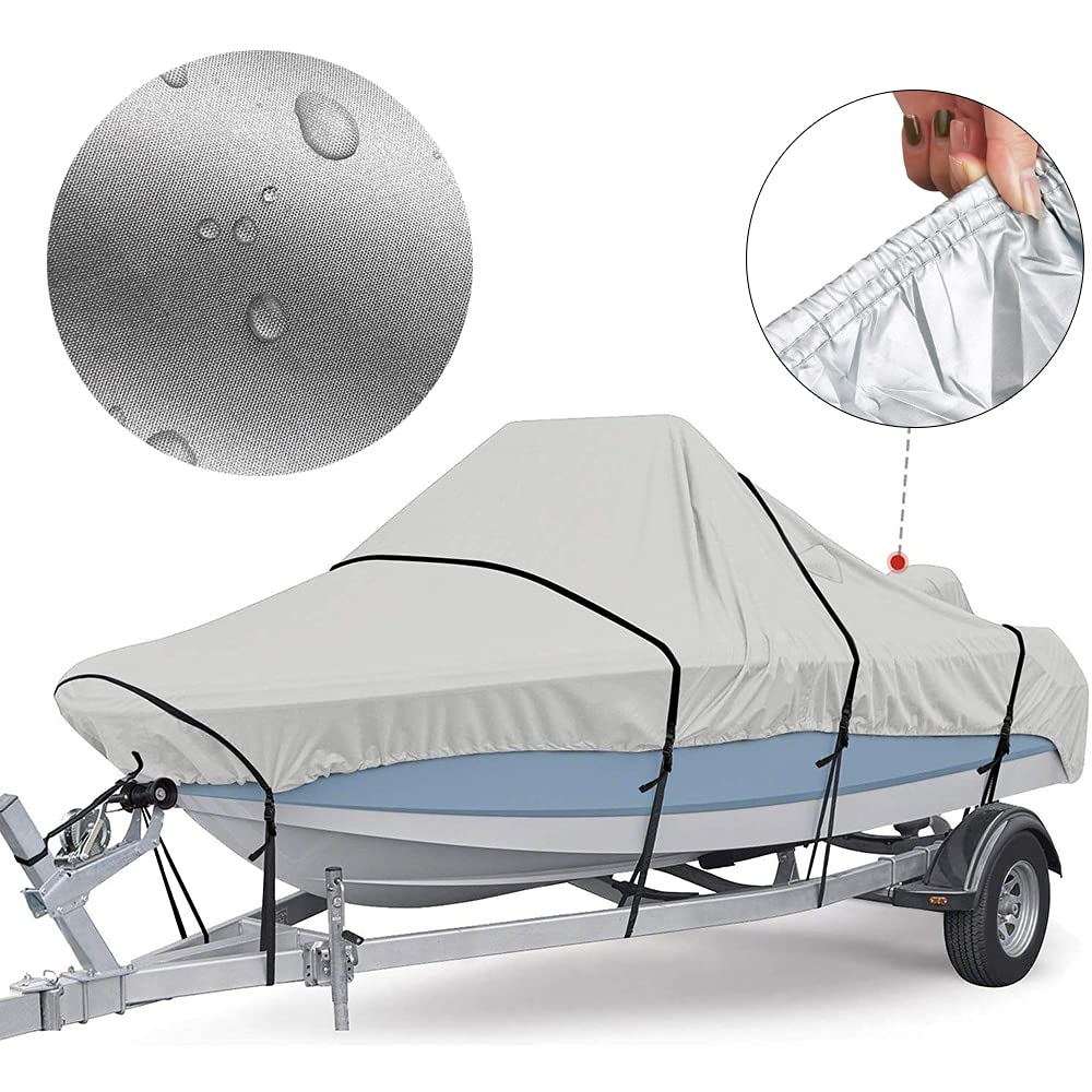 Telo Copri Barca,Copertura Della Barca Copertura for barche Yacht Protezione for esterni Protezione da barca impermeabile in argento riflettente 300D Oxford Tessuto Anti-Smasking Tear Proof 11-22FT