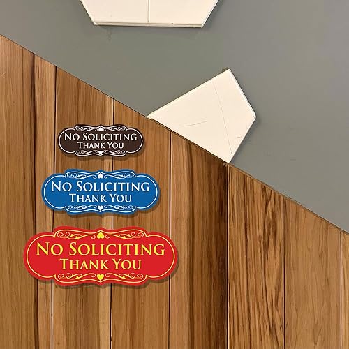 Miniatura 6 de Letrero con frase en inglés "NO SOLICITING Thank You"