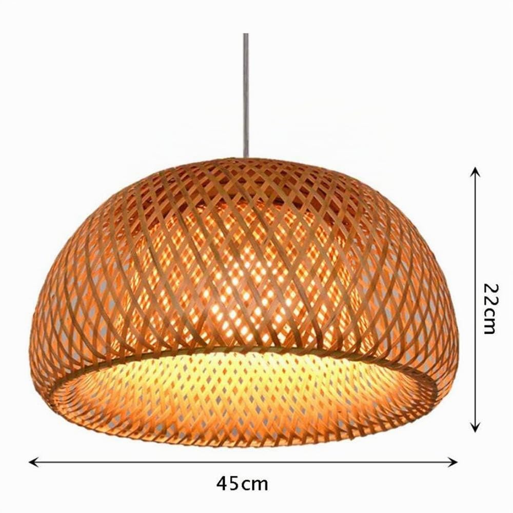 Lámpara colgante tejida vintage de mimbre de bambú natural, hecha a mano, para jardín, creativa, estilo pastoral, lámpara de techo para bar, café, loft, restaurante, sala de estar, 45 cm