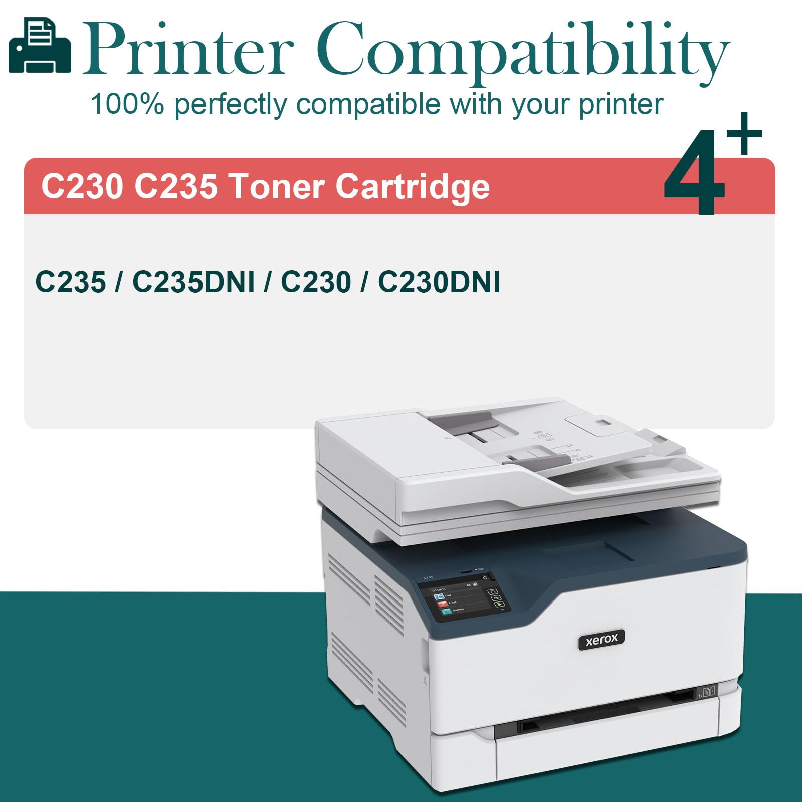C235 C230 Czarny toner z zamiennikiem chipa do 006R04383 kompatybilny z drukarką Xerox C235 C235DNI C235/DNI C230 C230DNI C230/DNI (1 czarny)