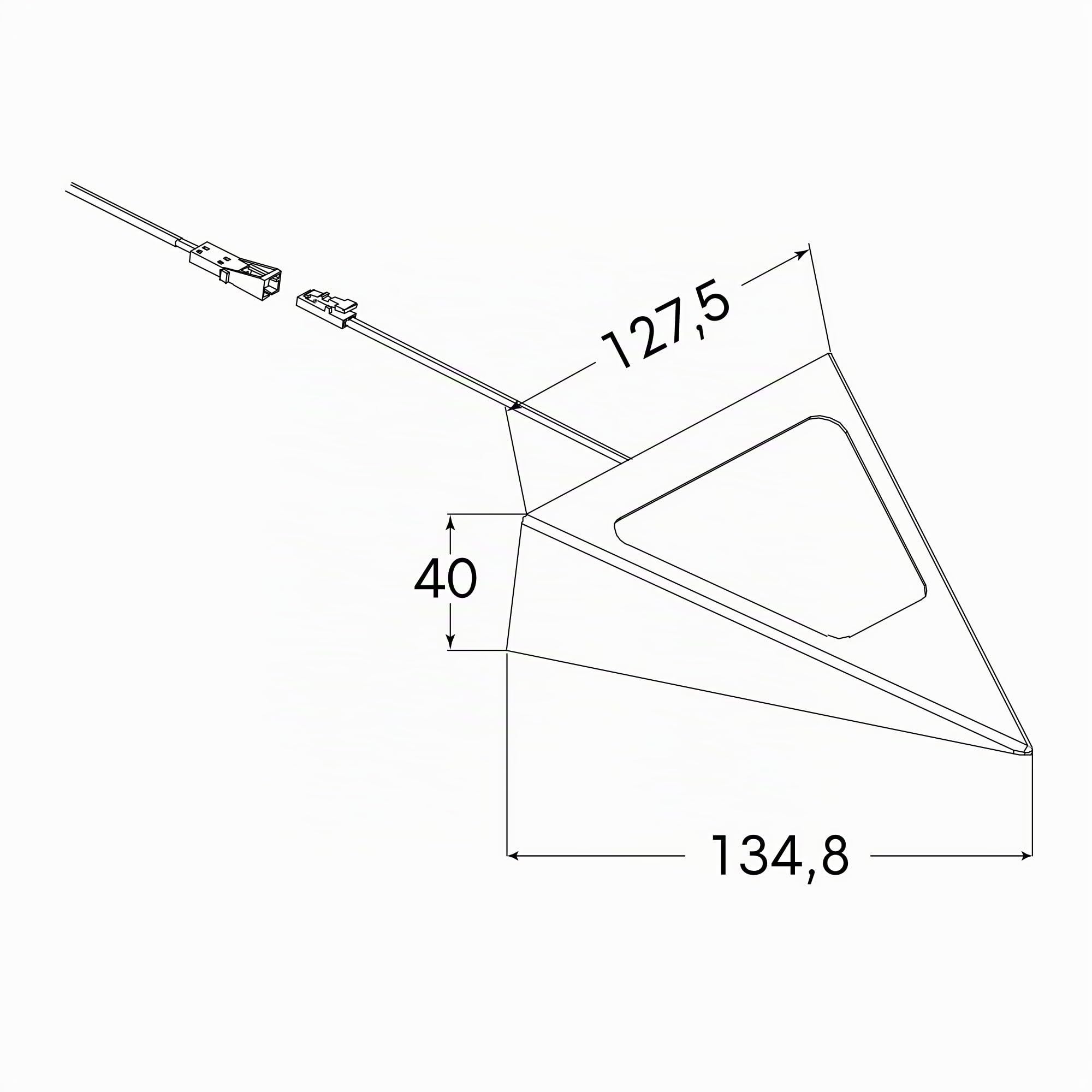 Kalb | Lot de 3 spots LED triangle avec capteur – Variateur encastrable en acier inoxydable brossé Blanc chaud