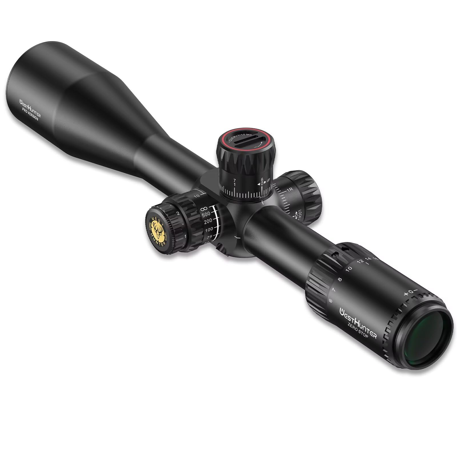 WestHunter HD SFIR Pro Mira Telescópica, Segundo Plano Focal (SFP), Tubo 30mm, Retícula Iluminada, 1/10 MIL, Zero Stop, 4-16x44/6-24x50 - Indicada Únicamente para Actividades Deportivas