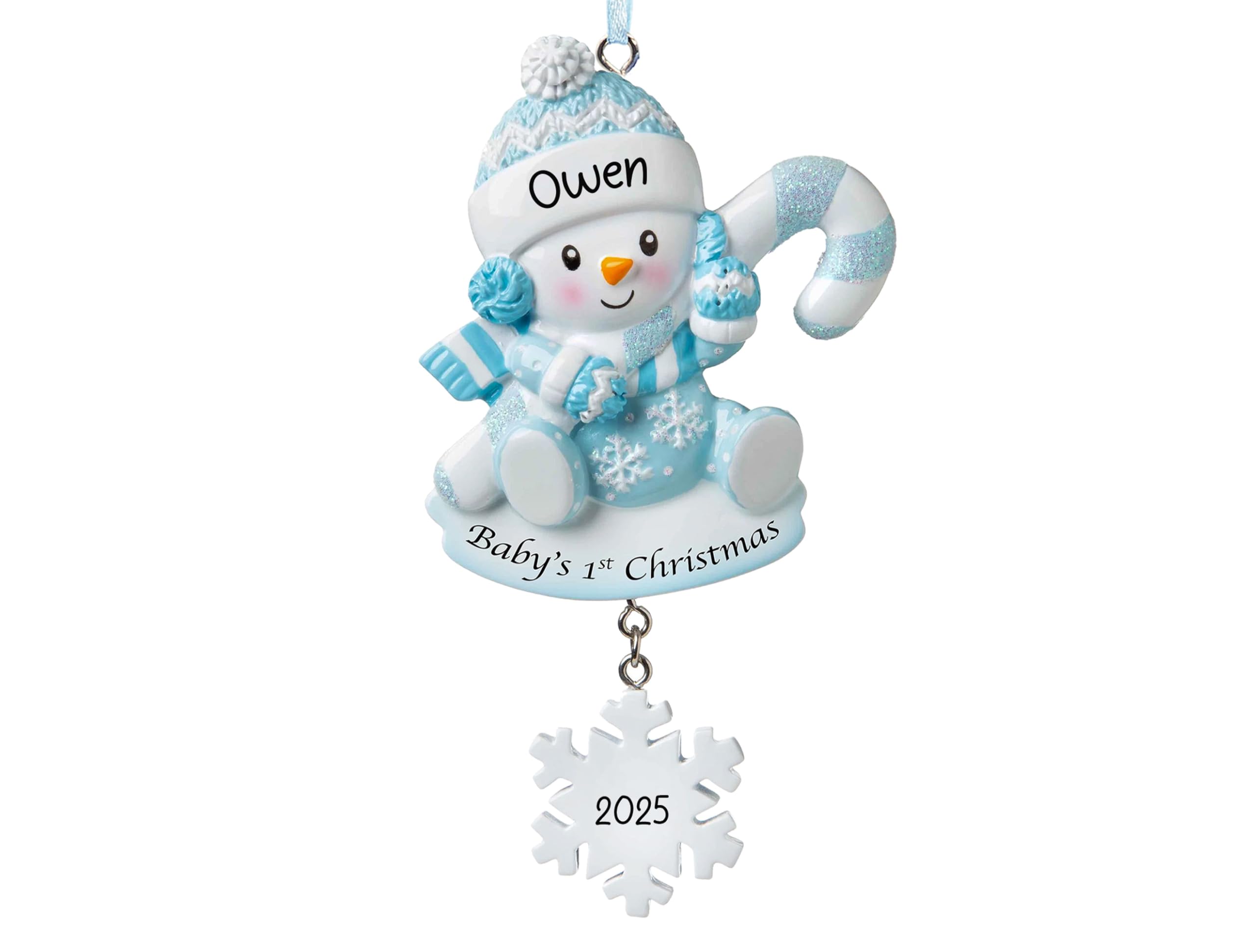 Sponsored Ad - Personalized Baby's First Christmas Ornament 2025 | Snowbaby Baby Boy Xmas Tree Decoration Blue – My 1st Xmas Keepsake for New Baby Grandbaby Newborn Son | Custom Name & Year