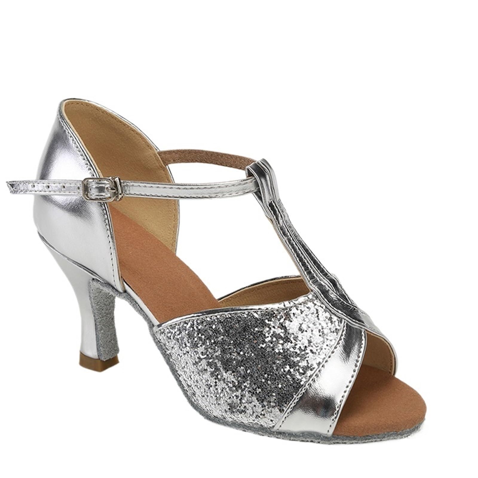 Lateinische Tanzschuhe für Frauen Frauen Tanzschuhe for Tanzen Frau/Mädchen/Damen Ballsaal Latin Moderne Tango Salsa Ferse Tanzschuhe Ausbildung Sandale(7cm Silver,34 (22cm))