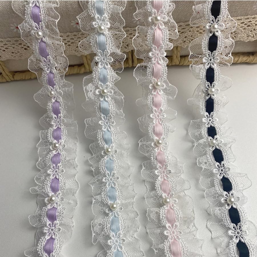 Cinta de ajuste encaje poliéster tela | Multicolor 2-10 metros Envoltura de regalos DIY Boda: Adorno de encaje de tela(Light Pink,10 meters)
