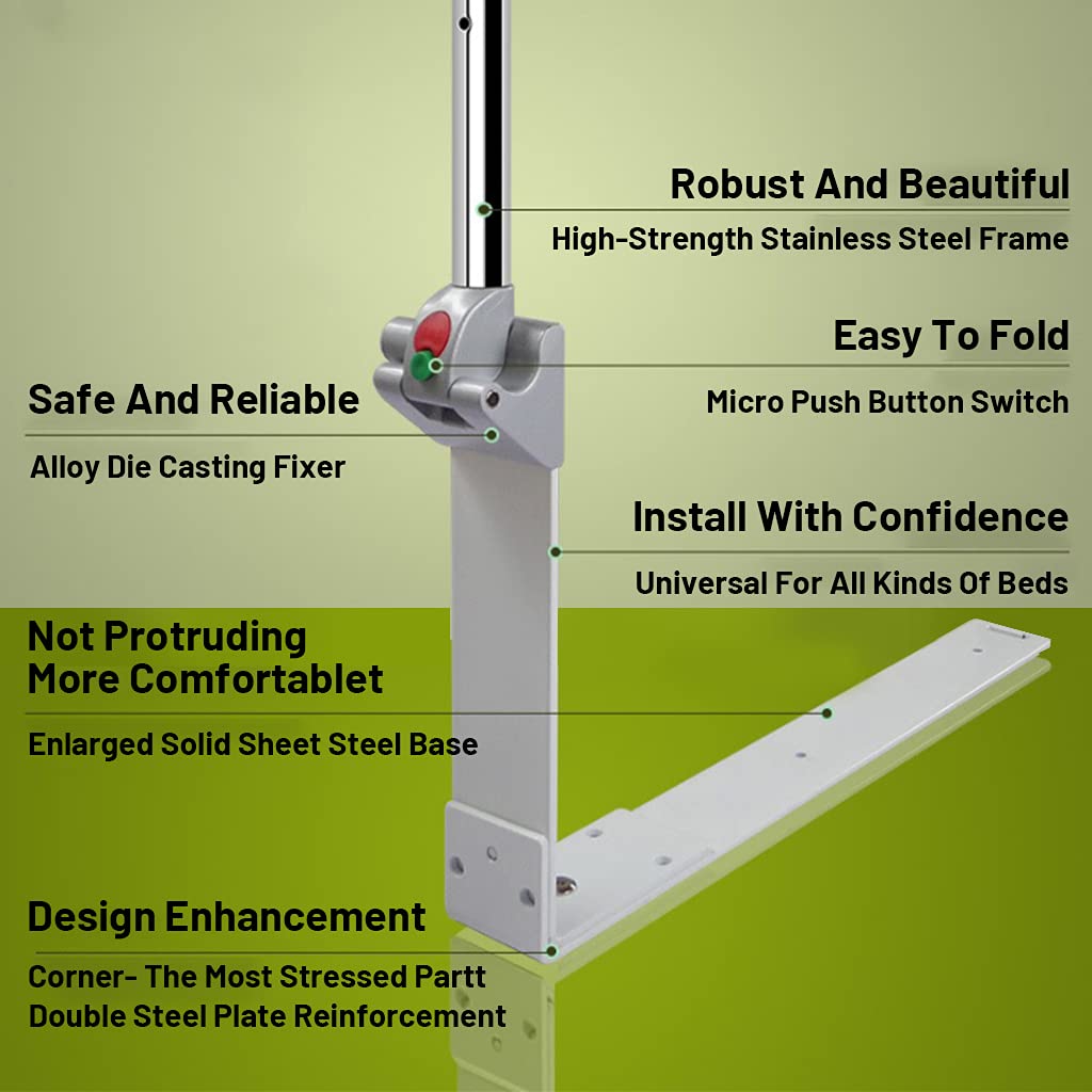 Barrière de sécurité de lit de 90 cm pour Personnes âgées, Barre d'appui Pliable et Stable, en Acier Inoxydable, barrière de lit pour lit King-Size, Queen-Size, Full, Twin, capacit