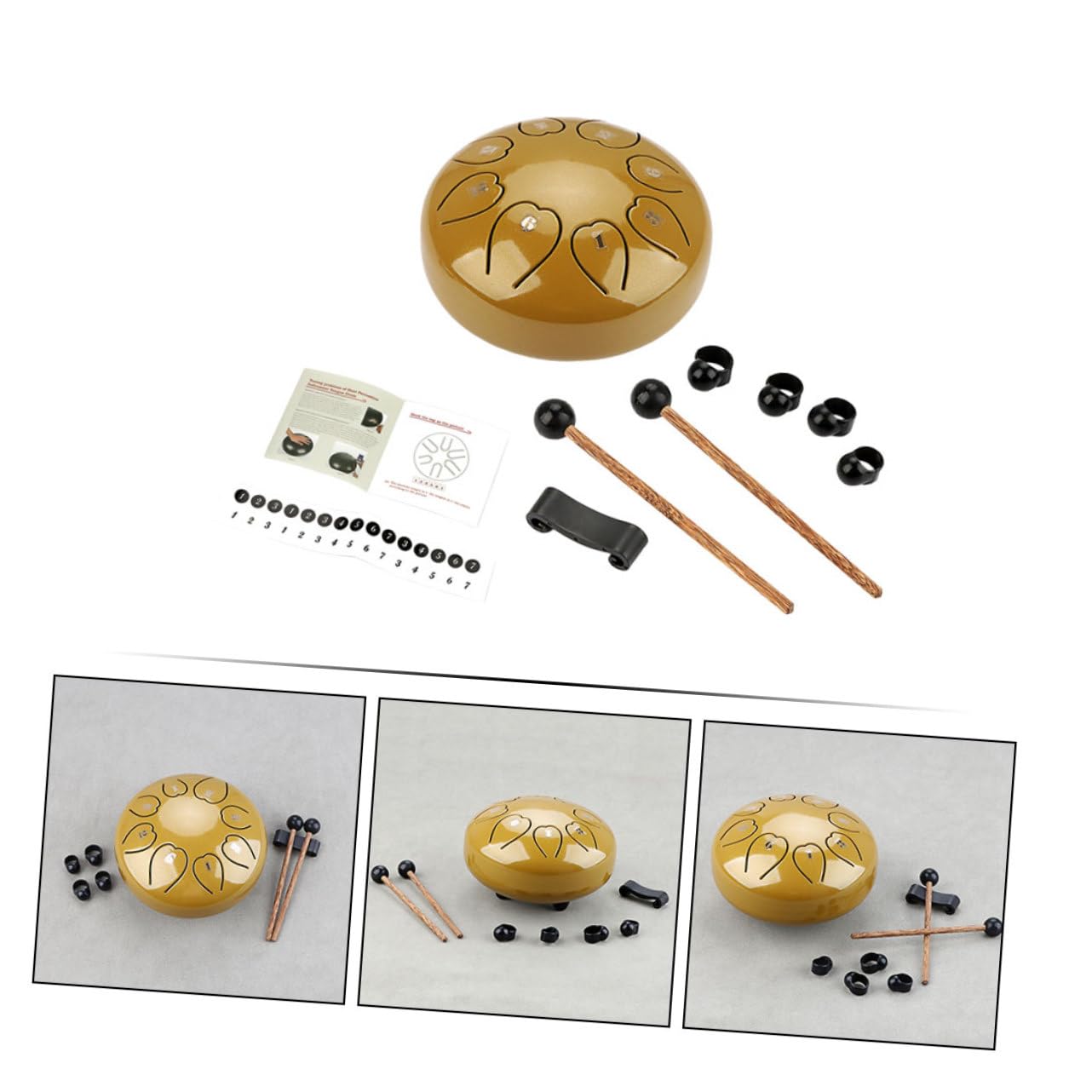 Lengüeta Metálico Grande Instrumento Percusión Portátil para Yoga Educación y Presentes Sonido y Duradero Incluye Mallets para Adultos