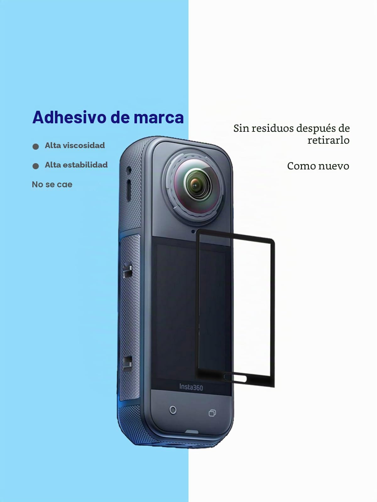 iDaPro Protector de pantalla+Protector de lente para Insta360 X5 | Lote de 2 + 2 Prot. + Caja ABS. Dureza 9H, Antiarañazos, Antiburbujas, HD, 0.33mm Ultrafino. Instalación por rotación.