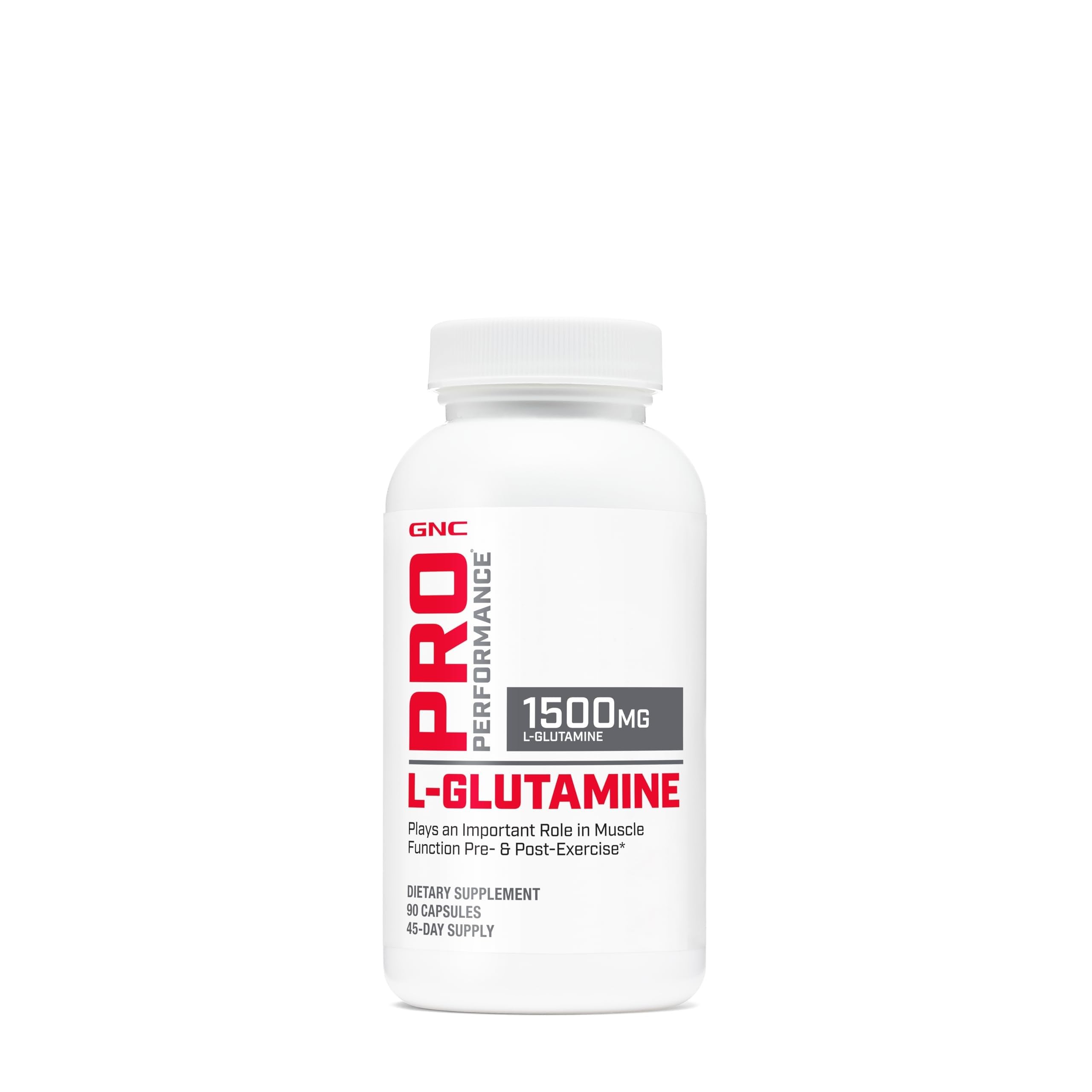 GNC Pro Performance L-Glutamine 1500mg, Amino Acid Supplement, 90 Capsules