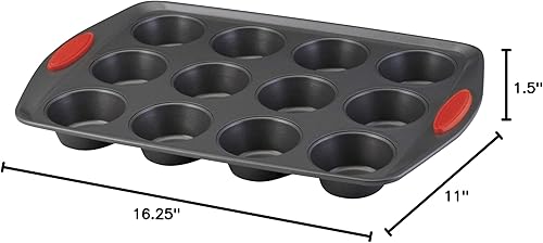Miniatura 5 de Rachael Ray Yum-o! - Molde antiadherente para magdalenas de 12 tazas con agarres  lata antiadherente para magdalenas de 12 tazas con agarres  12