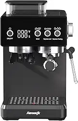 máquina de café expresso, máquina de café semiautomática de moagem, temperatura, exibição de tempo, com varinha de vapor para espuma de leite, máquina de café expresso fácil de operar, pode