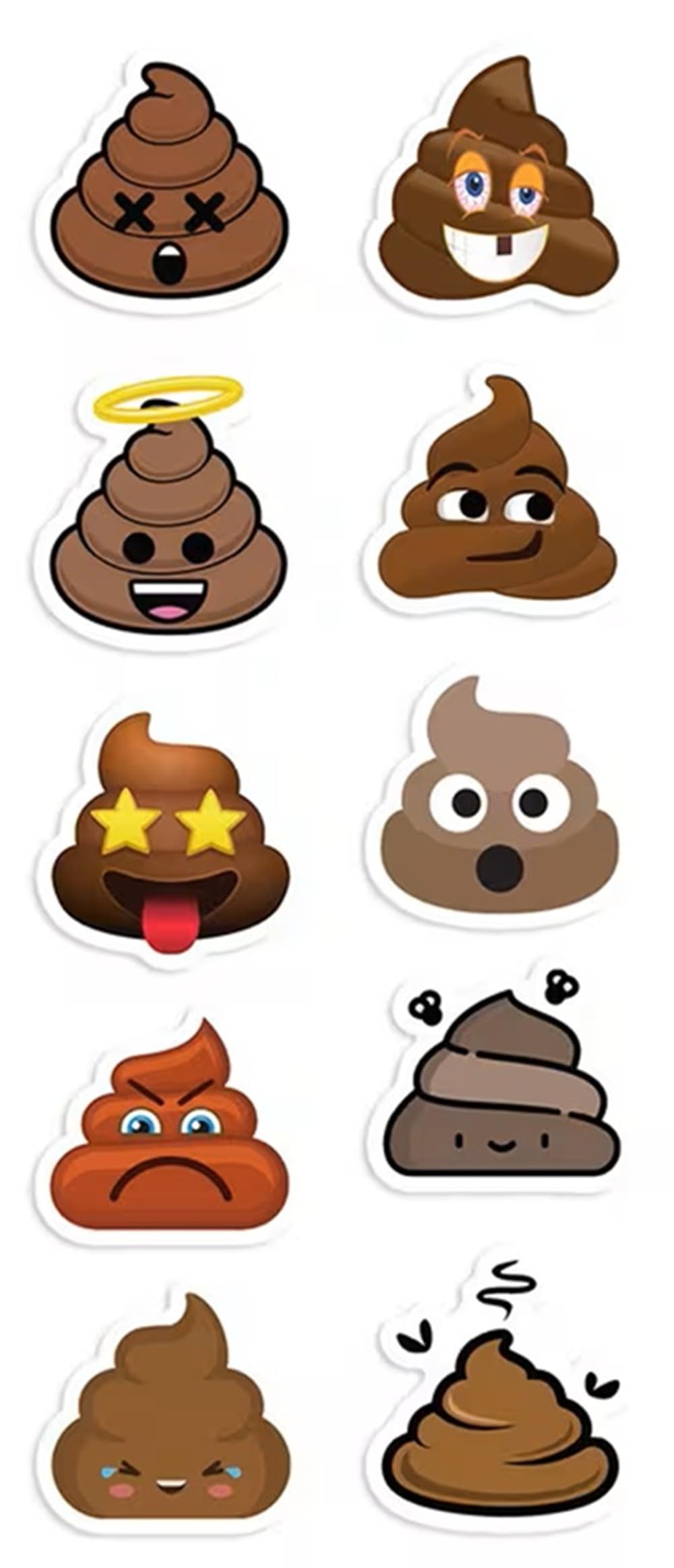 100 x Funny Cartoon Poop Emoji Stickers 2.5cm (100 Stickers)