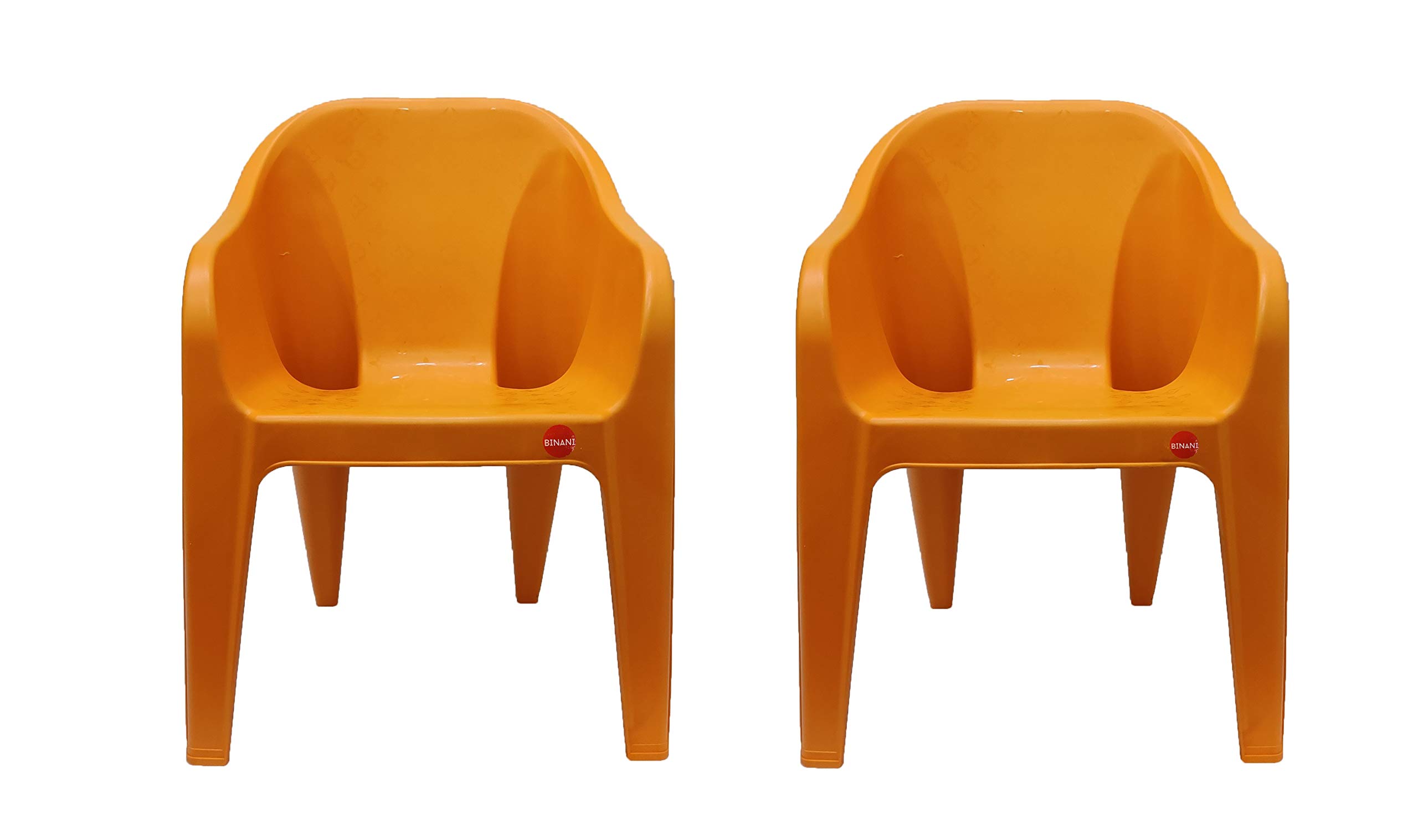 Binani Futura Heavy Duty Structure Plastic Chair for Home, Office, Garden  and Restaurents (Orange, Set of 2)