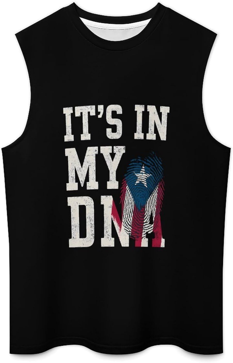 It's in My Puerto PR Fingerprint Men Summer Sleeveless Crew Neck Top 5XL