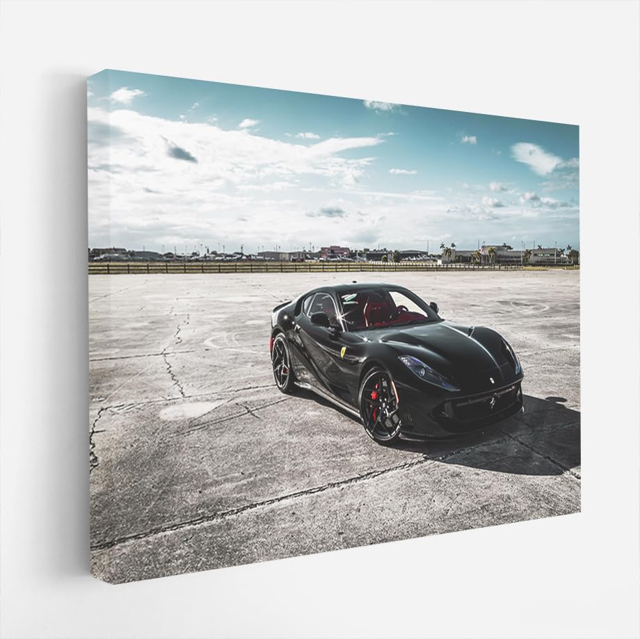 Amazon.com: Poster Ferrari 812 Superfast Black Car Canvas Print
