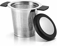 Infusor De Chá Com Tampa Inox Com Cesta Alça De Silicone Coador Infusor Filtro